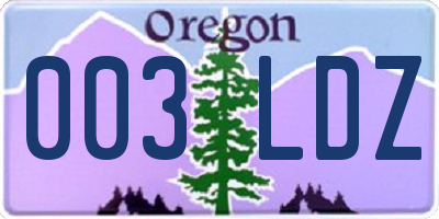 OR license plate 003LDZ