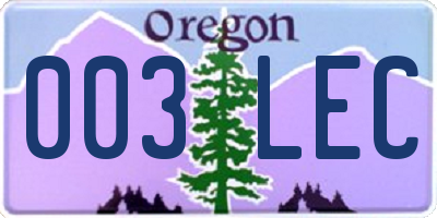 OR license plate 003LEC