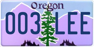 OR license plate 003LEE