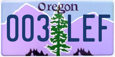 OR license plate 003LEF