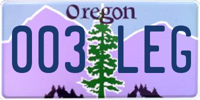 OR license plate 003LEG