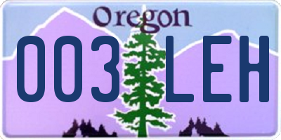 OR license plate 003LEH