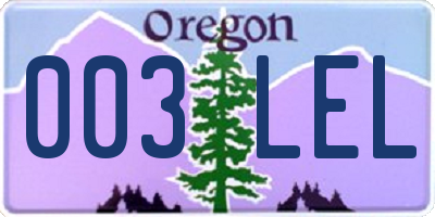 OR license plate 003LEL