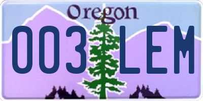 OR license plate 003LEM