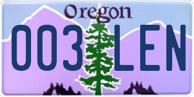 OR license plate 003LEN