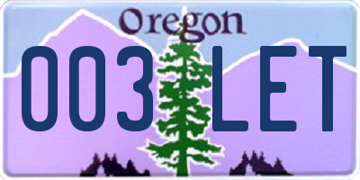 OR license plate 003LET