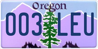 OR license plate 003LEU