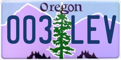 OR license plate 003LEV