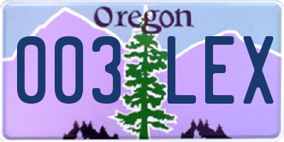 OR license plate 003LEX