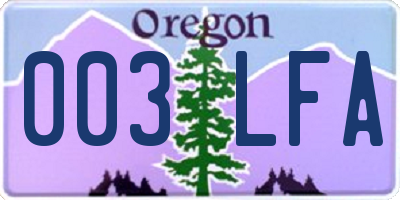 OR license plate 003LFA