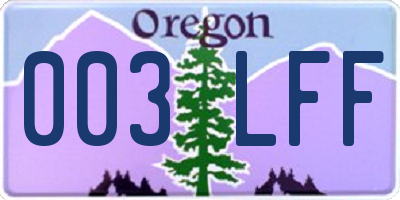 OR license plate 003LFF