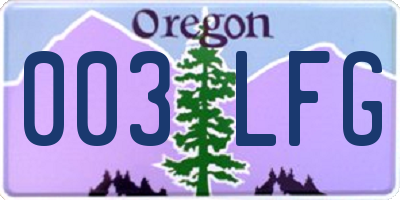 OR license plate 003LFG