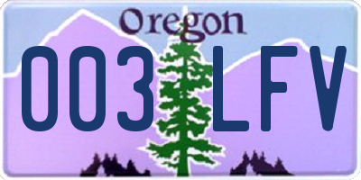 OR license plate 003LFV