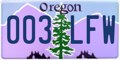 OR license plate 003LFW