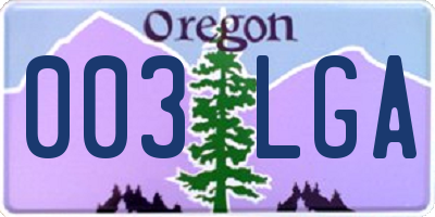 OR license plate 003LGA