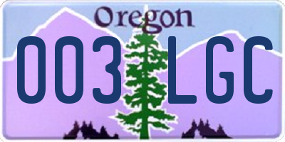 OR license plate 003LGC