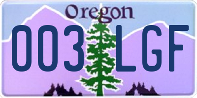 OR license plate 003LGF