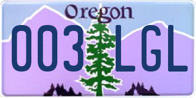 OR license plate 003LGL