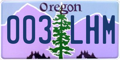 OR license plate 003LHM