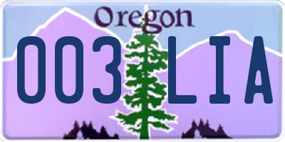 OR license plate 003LIA