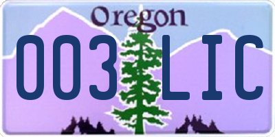 OR license plate 003LIC