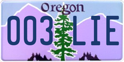 OR license plate 003LIE