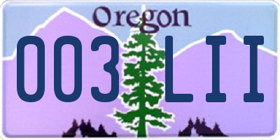 OR license plate 003LII