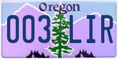 OR license plate 003LIR