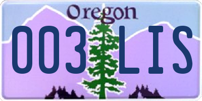 OR license plate 003LIS