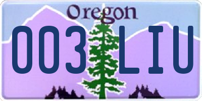 OR license plate 003LIU