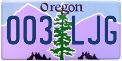 OR license plate 003LJG