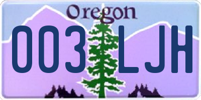 OR license plate 003LJH
