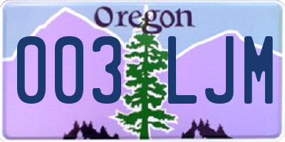 OR license plate 003LJM