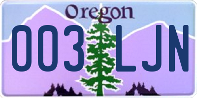 OR license plate 003LJN