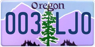 OR license plate 003LJO