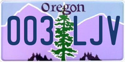 OR license plate 003LJV