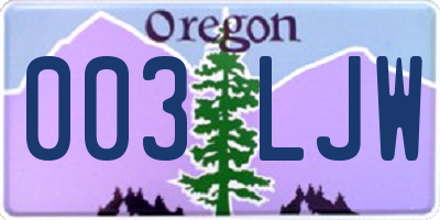 OR license plate 003LJW