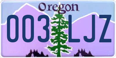 OR license plate 003LJZ