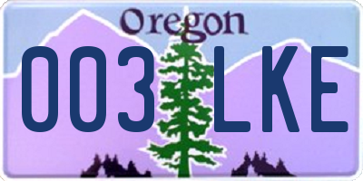 OR license plate 003LKE
