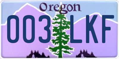 OR license plate 003LKF