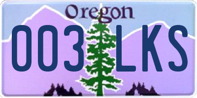 OR license plate 003LKS