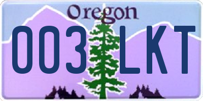 OR license plate 003LKT