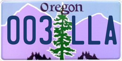 OR license plate 003LLA