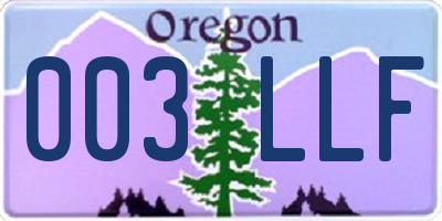 OR license plate 003LLF