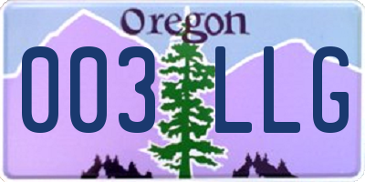 OR license plate 003LLG