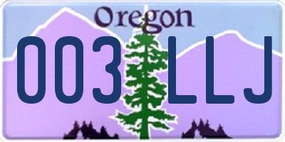 OR license plate 003LLJ