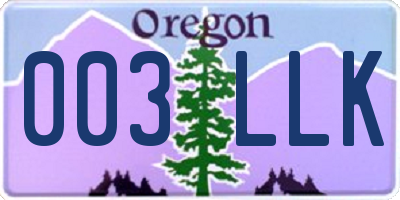 OR license plate 003LLK