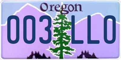 OR license plate 003LLO