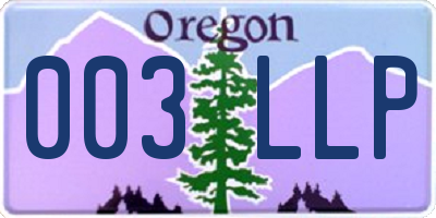 OR license plate 003LLP