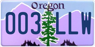 OR license plate 003LLW
